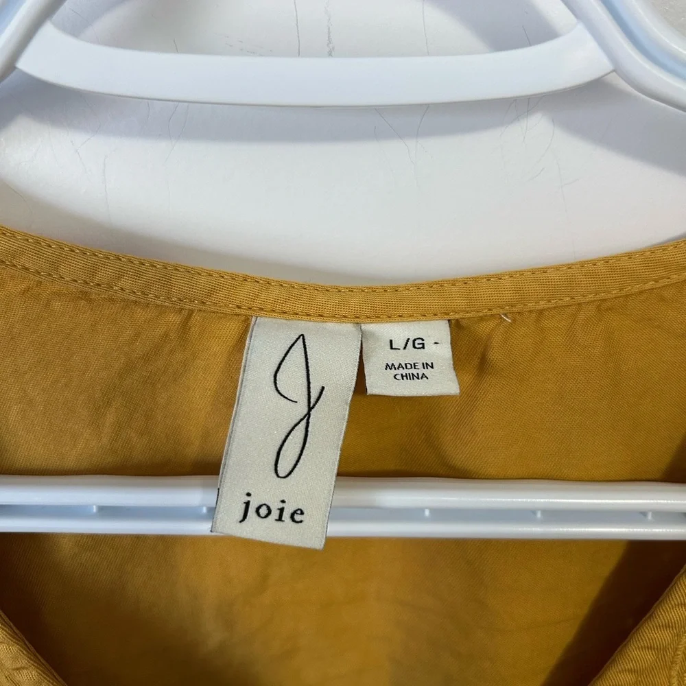 Joie Mustard Embroidered Blouse with Puff Sleeves Button Cuffs - Picture 3 of 10